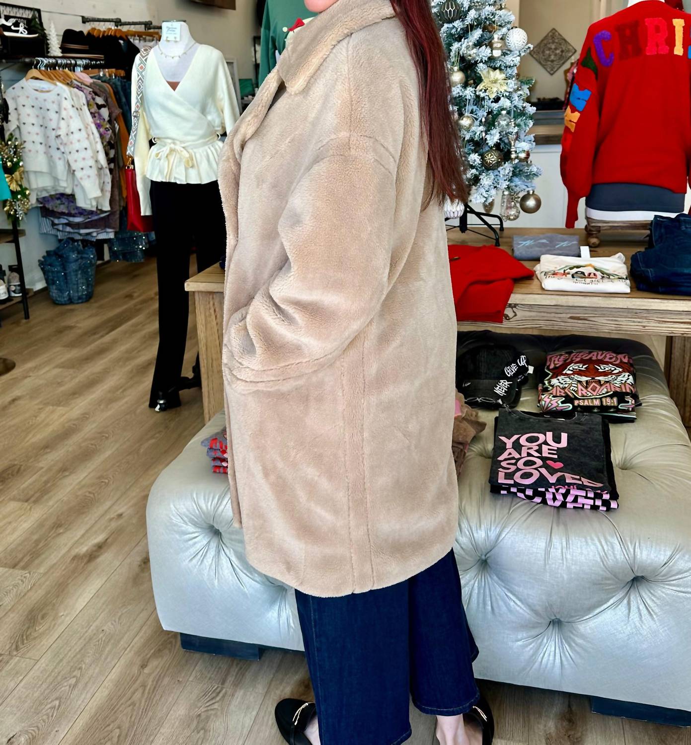 Mystree - Double Breast Faux Fur Coat