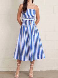 Entro - Paige Striped Strapless Midi Dress