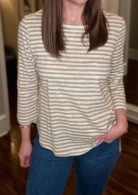 Multiples - Striped 3/4 Sleeve Round Neck Top