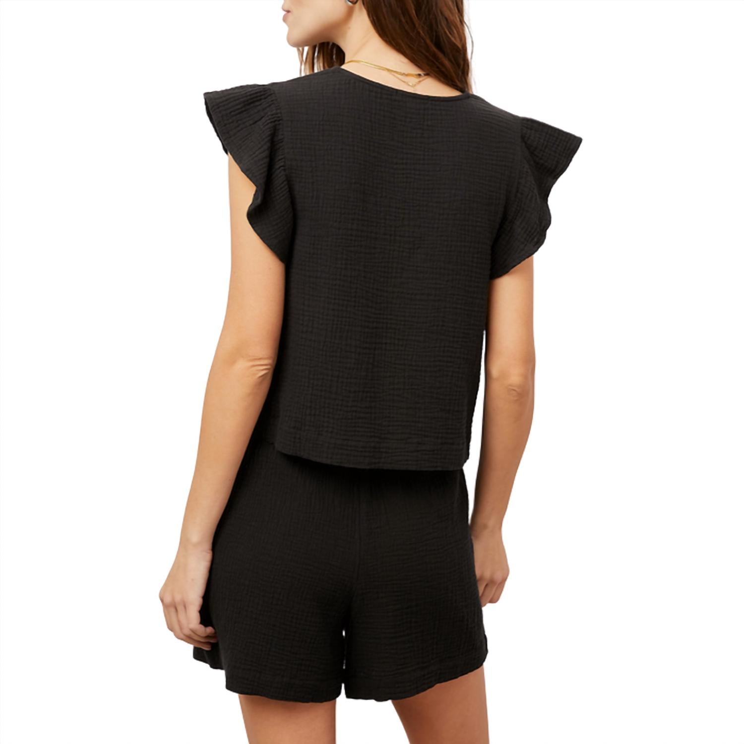 Rails Women's Miley Sleeveless Top in black - women's blouse - detail view