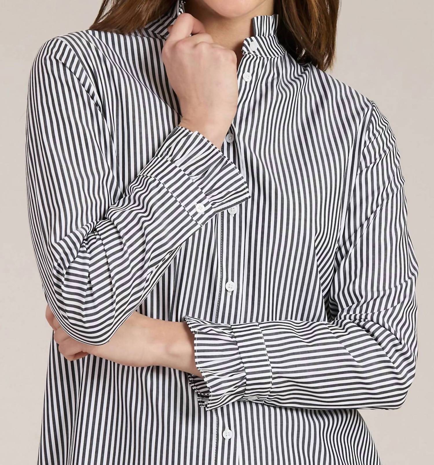 Tyler Boe - Kelsey Ruffle Collar Striped Shirt