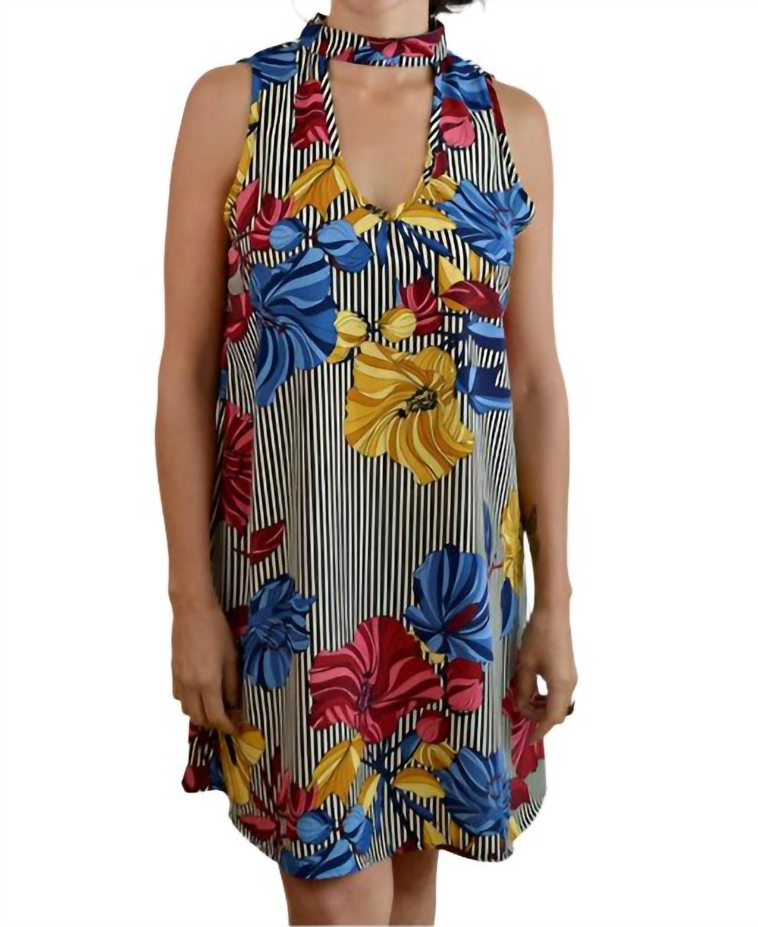 Sun & Moon - Floral Choker Sleeveless Mini Dress