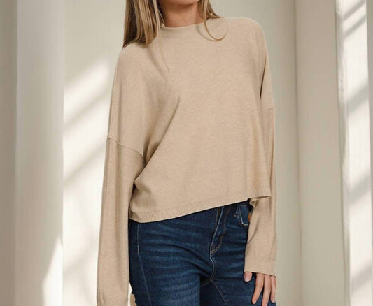42Pops - Mock Neck Comfy Fall Crop Sweater