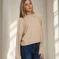 42Pops - Mock Neck Comfy Fall Crop Sweater