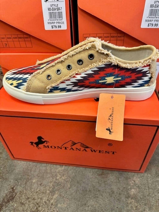 Montana West - Women's Montana West Aztec Print Canvas Shoe