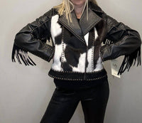 Scully - Women's Western Leather Studded Fringed Zip Cowhide Jacket
