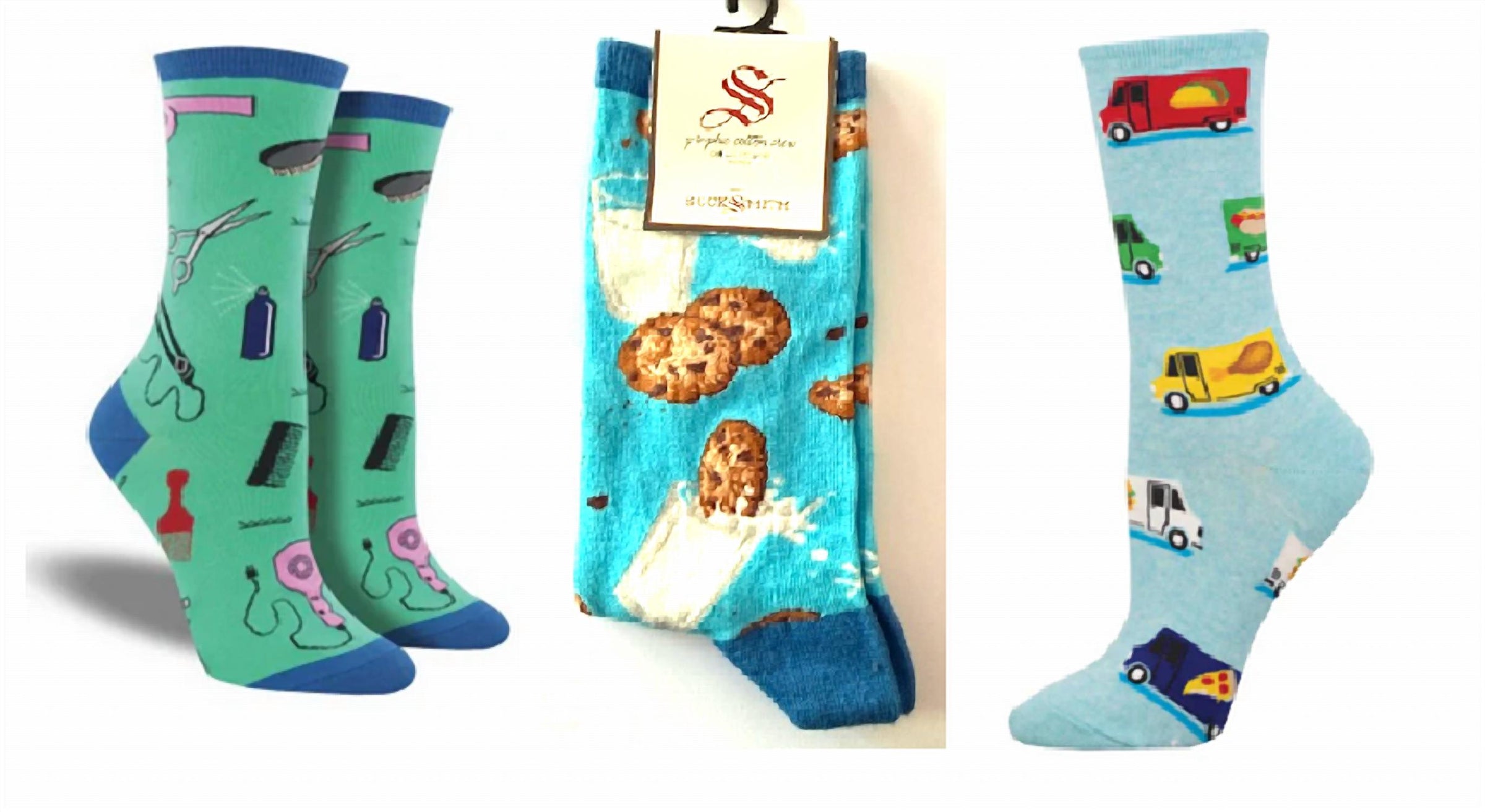 SOCKSMITH Women's Hair Necessities & Mmm Cookies & Food Truck Socks - Set Of 3 Pair in multi - women's accessory