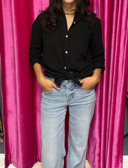 Elan - St. Barths Breezy Long Sleeve Button Down Top