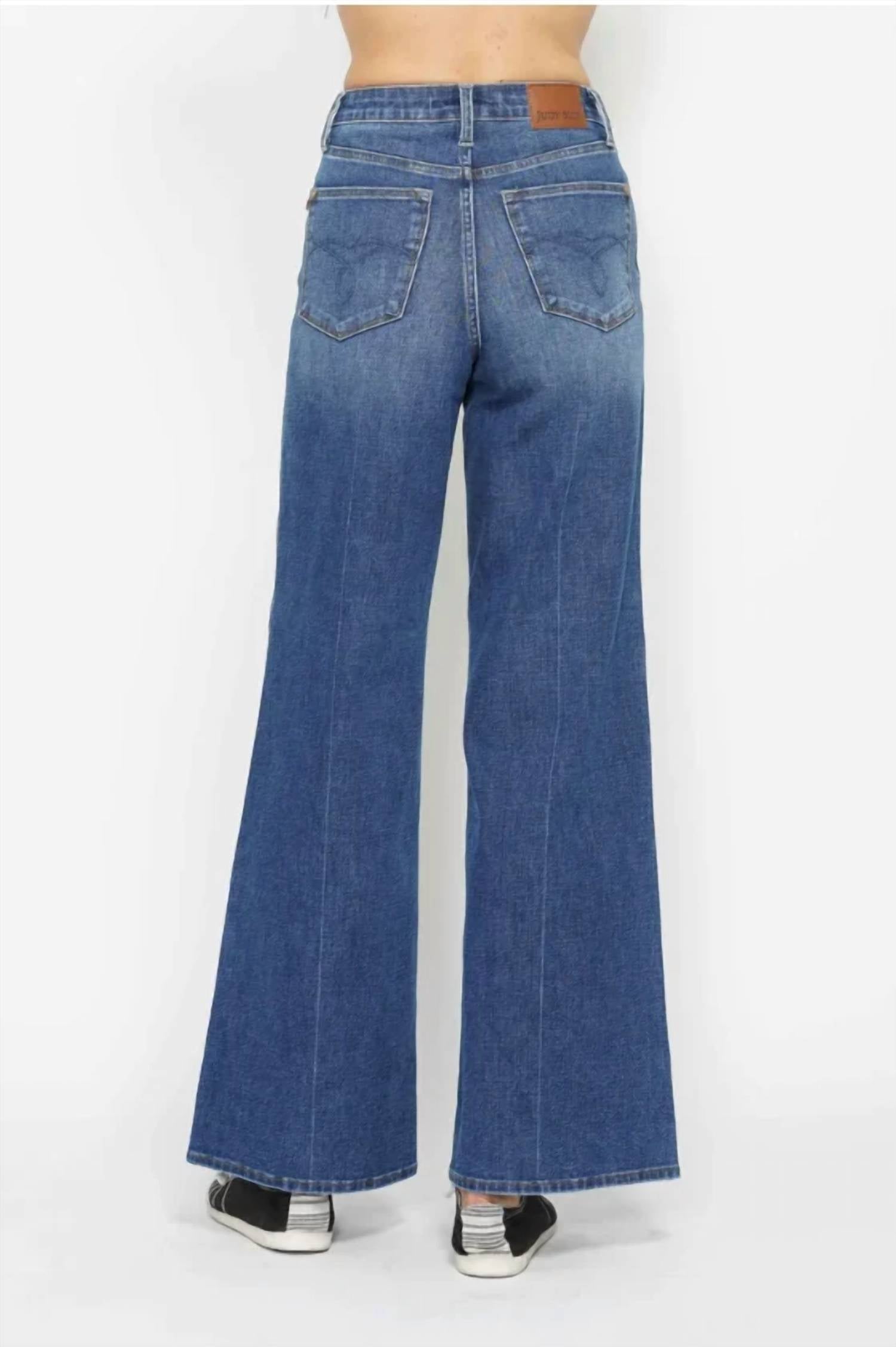 Judy Blue - Women's Chrissa Tummy Control Retro Wide Leg Jeans