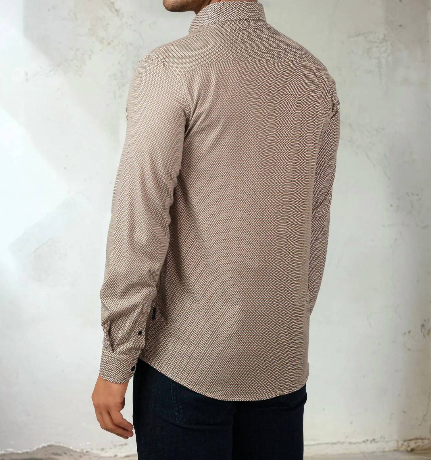 Stone Rose - Printed Micro Weave Long Sleeve Shirt