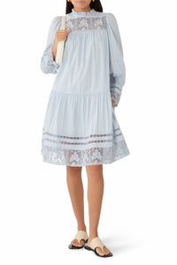 Ulla Johnson Colette Long Sleeve Mini Dress in celeste - women's dress