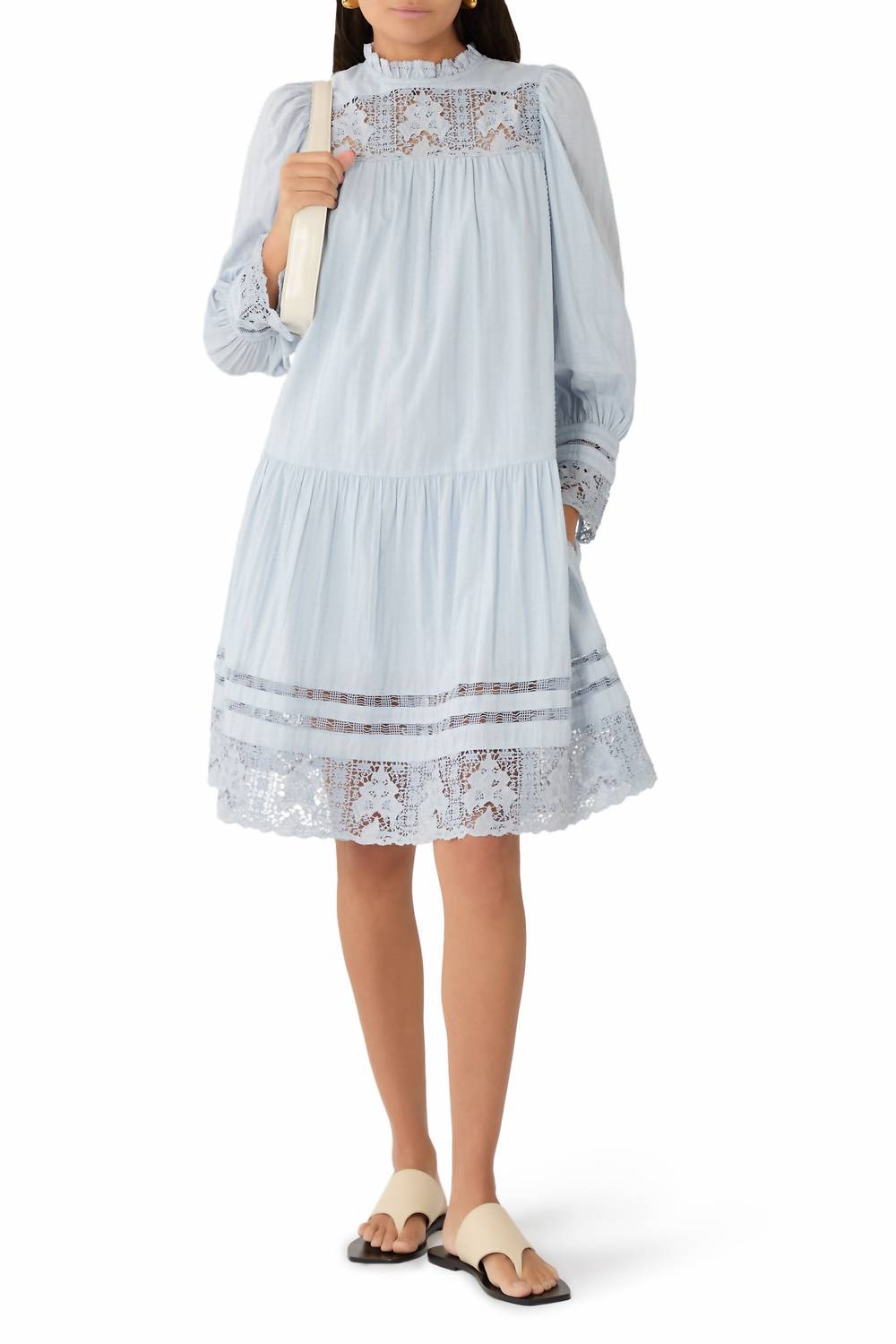 Ulla Johnson Colette Long Sleeve Mini Dress in celeste - women's dress