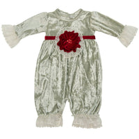 Haute Baby - Baby Girls Evelyn Velvet Holiday Romper