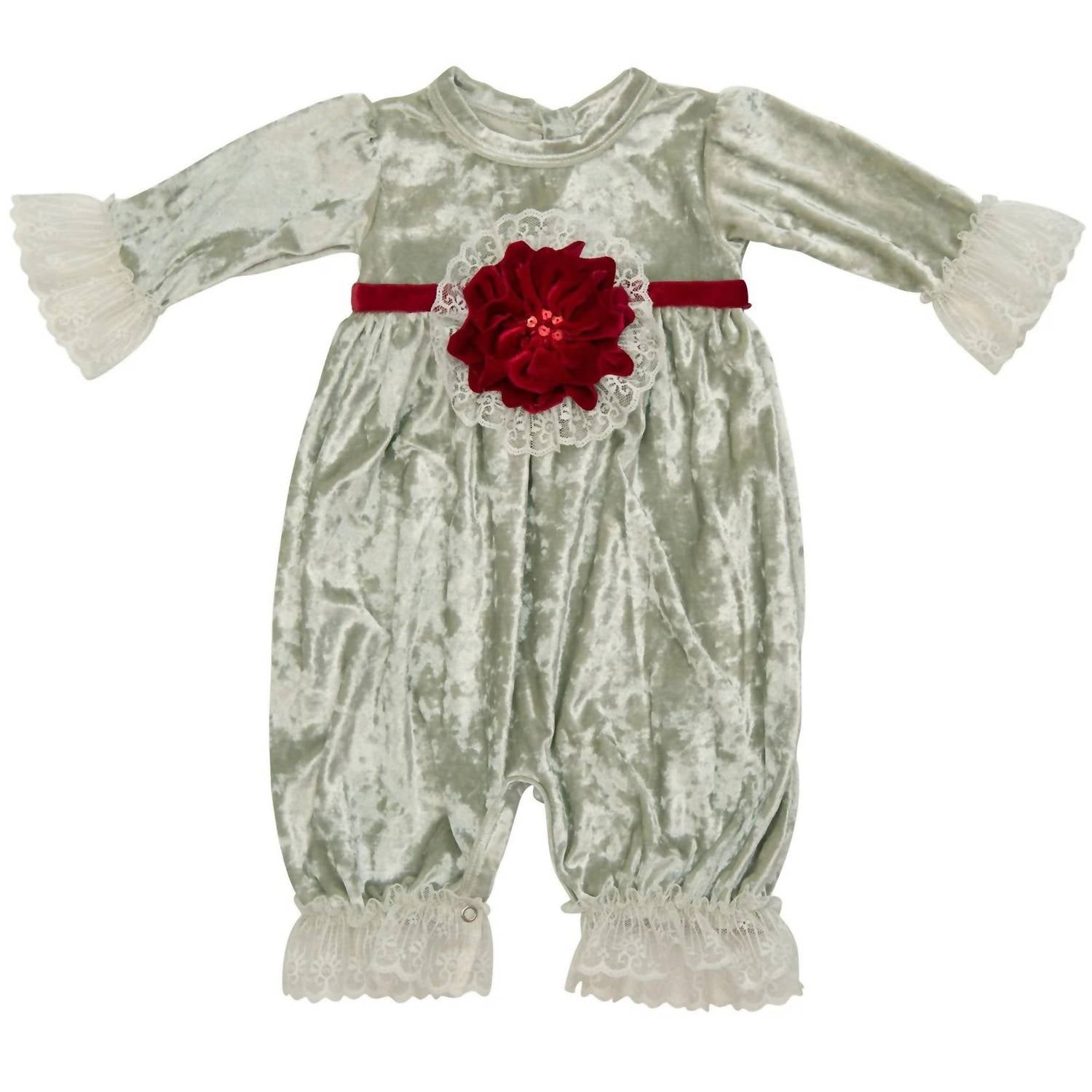 Haute Baby - Baby Girls Evelyn Velvet Holiday Romper