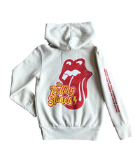 ROWDY SPROUT Girl's Rolling Stones Tongue Hoodie in bone - kids' shirt - detail view
