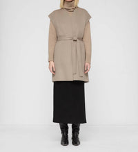 Lafayette 148 Double Face Open Front Belted Vest in hickory - women's cardigan - view 4