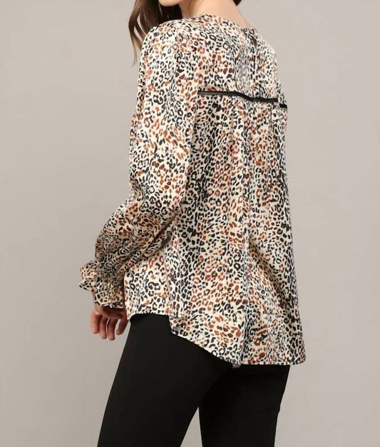 Fate - Esme Animal-print Lace Peasant Blouse
