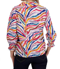 Foxcroft - ALEXIS COLORFUL ZEBRA POPOVER TOP