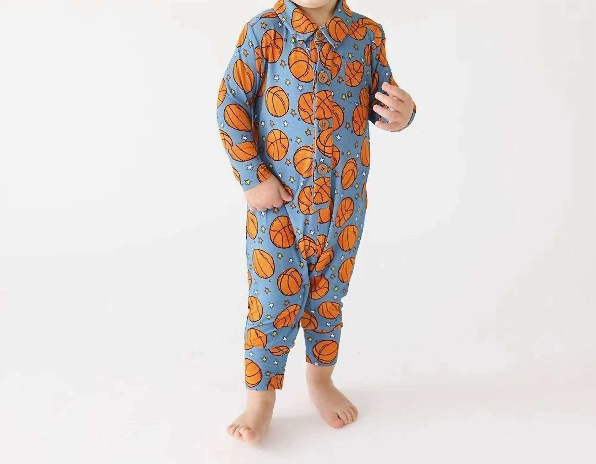 Posh Peanut - Long Sleeve Collared Henley Long Romper