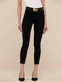 L'Agence Margot Cropped Skinny Jean in noir - women's jeans - detail view