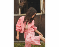 Cozmo - Girl's Jacquard Crop Top And Ruffle Pants Set