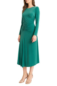 Maggy London - Long Sleeve Ruching Detail Midi Dress