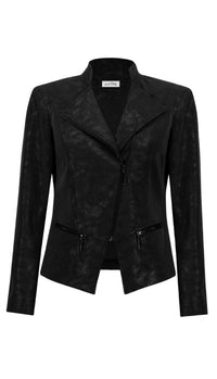 Joseph Ribkoff - Faux Suede Fitted Moto Jacket