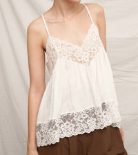 En Creme - Sleeveless Racerback Lace Trim Cami Top