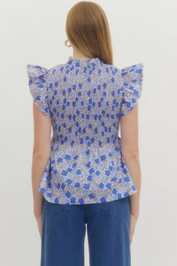 entro Women's Party Plans Top in blue - women's shirt - detail view