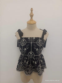 PINCH Tie Shoulder Strap Top in black - women's blouse - alternate view