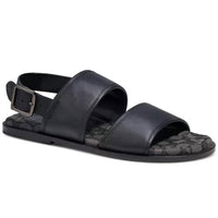 Coach Men's Leather Two Strap Sandal in black - men's sandal - detail view