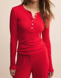 Z Supply Holly Pointelle Long Sleeve Top in festive red 3 - women's long sleeve top - view 4