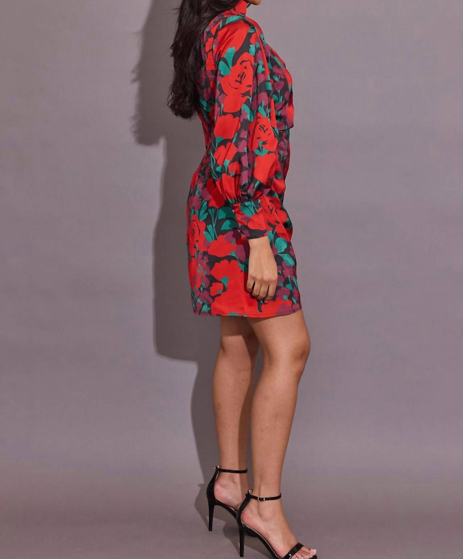 Alden Adair Gloria Ruched Long Sleeve Dress in legacy floral - women's dress - alternate view
