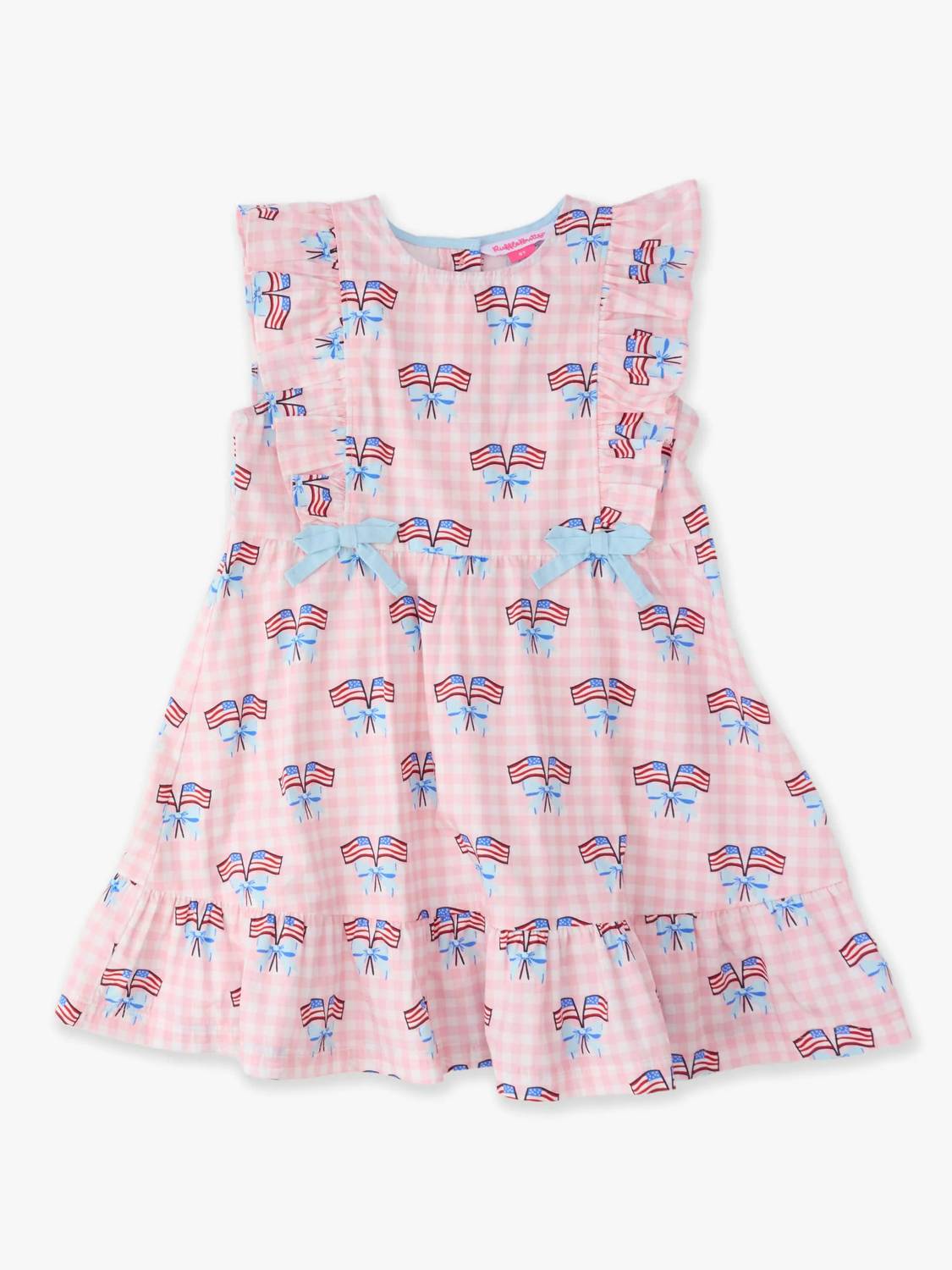 Rufflebutts - Girl's Patriotic Gingham Pinafore Dress