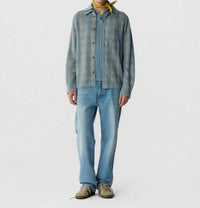 Guest In Residence Plaid Work Shirt in residence plaid work shirt in sail combo - men's shirt - detail view