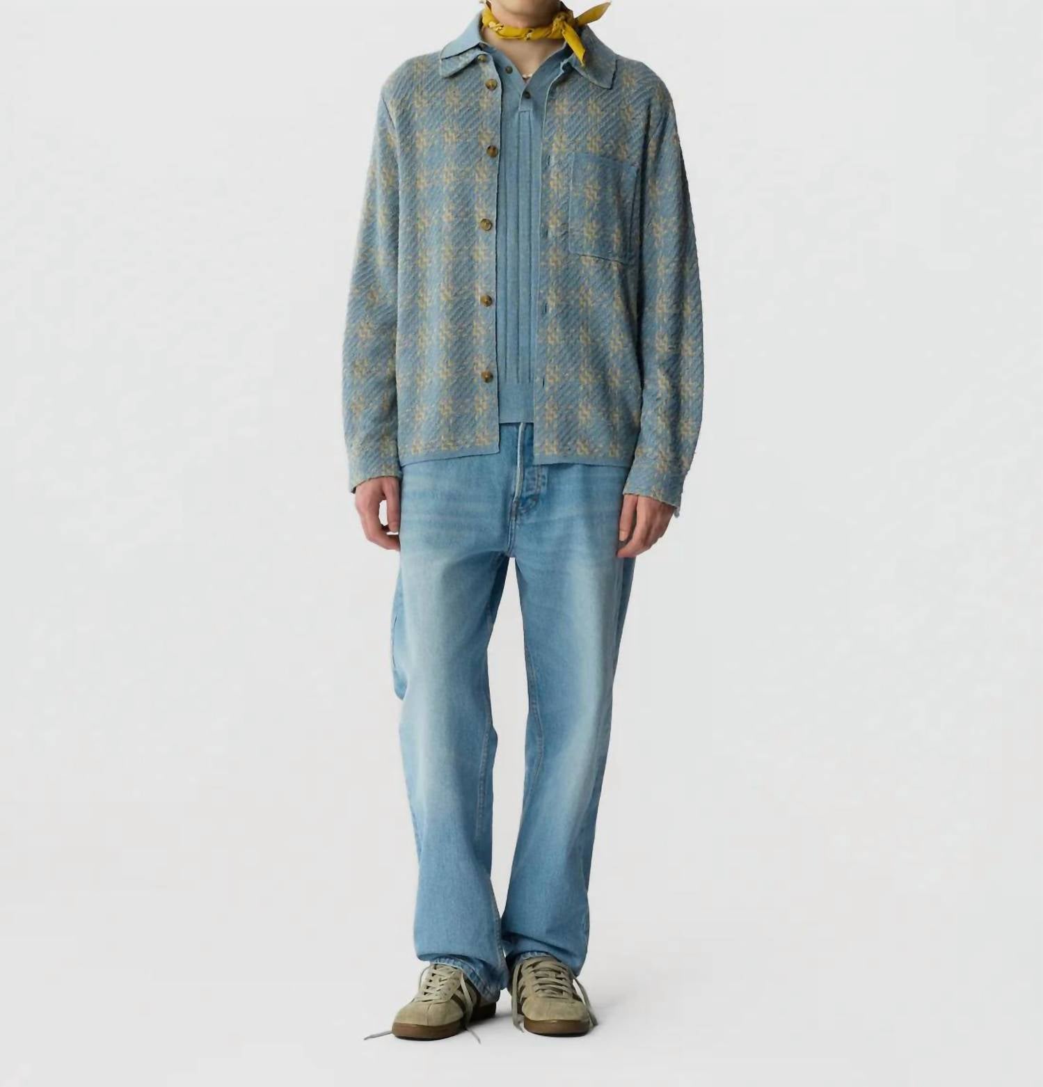 Guest In Residence Plaid Work Shirt in residence plaid work shirt in sail combo - men's shirt - detail view