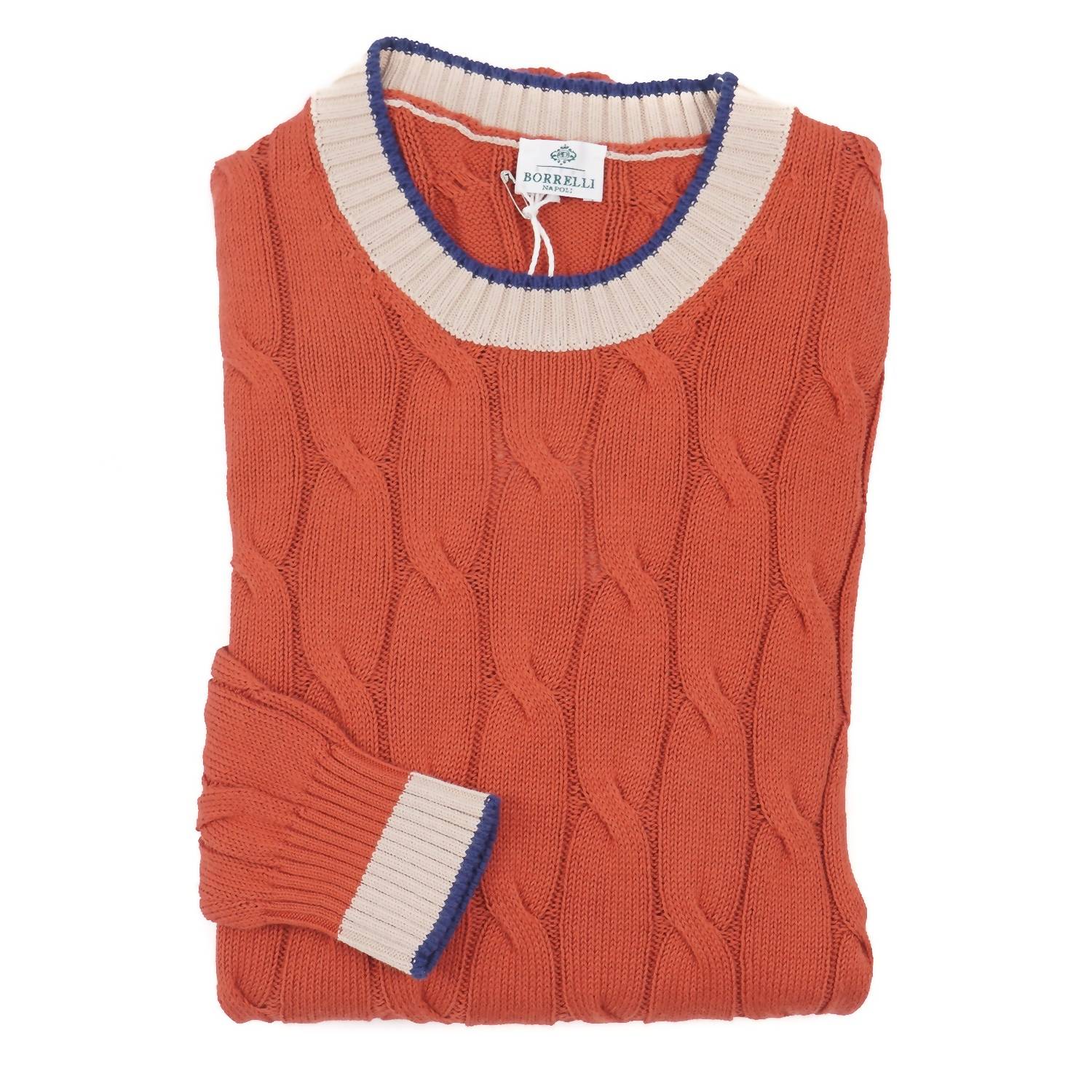 Luigi Borrelli Napoli - Men's Cable Knit Cotton Sweater