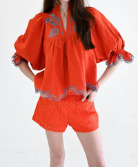 Never a Wallflower High Neck Top in orange - women's blouse