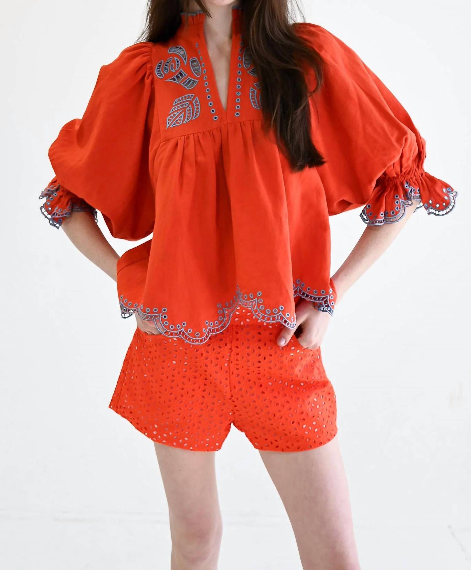Never a Wallflower High Neck Top in orange - women's blouse