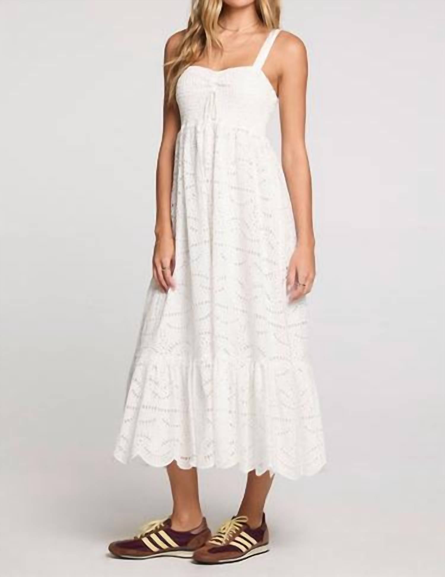 Saltwater Luxe - Harbor Midi Eyelet Midi Dress