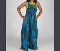 Jayli Baggy Patchwork Overalls in blue - women's pants