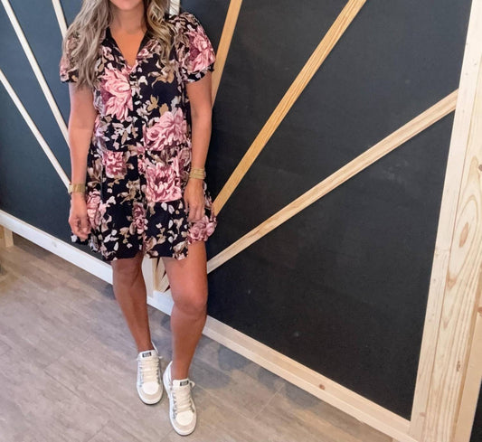 Tcec - Floral High Neck Dress