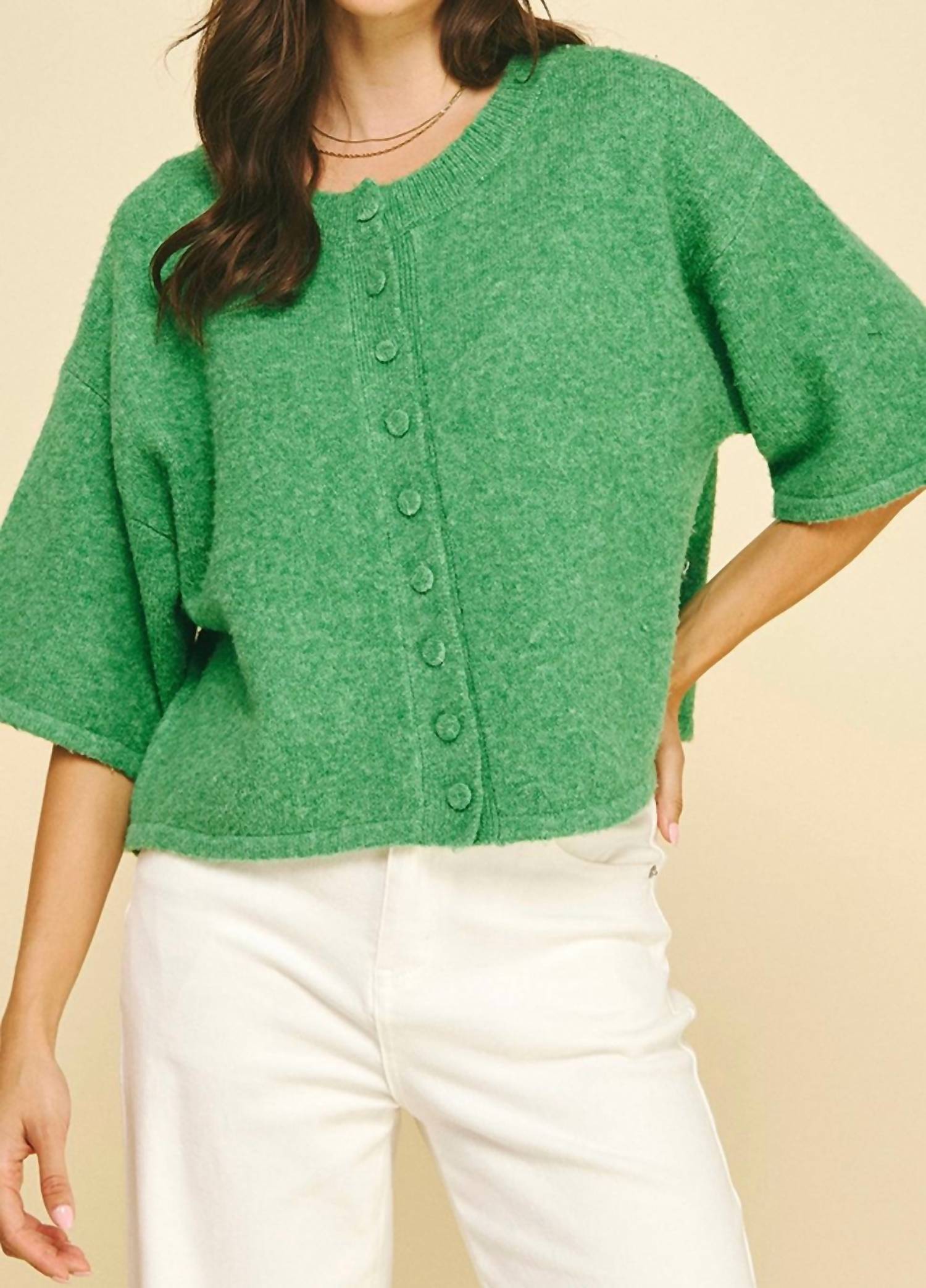 Pinch - Abby Button Down Short Sleeve Sweater