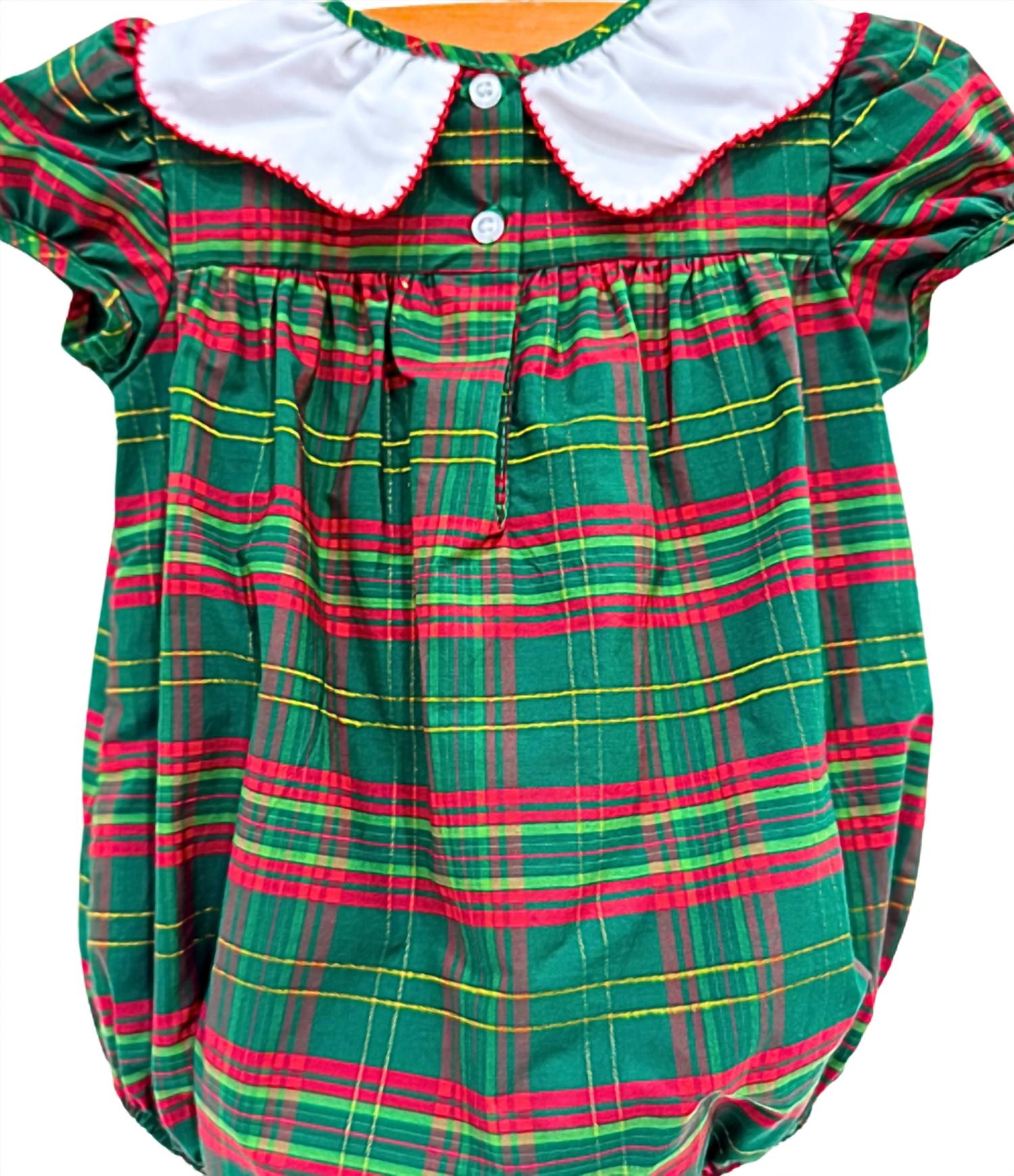 Charming Little One Girl's Berry Wreath Grace Bubble Romper in green multi - kids' item - view 4