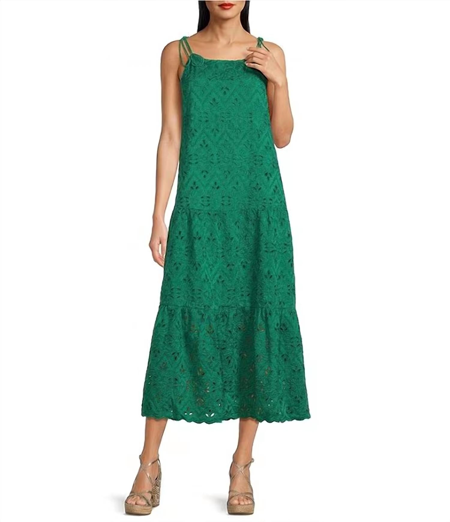 Skies Are Blue - Eyelet Midi Dress