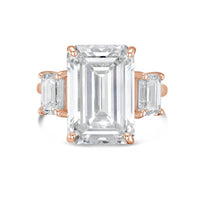 Diana M Jewels - 3.00 Ct Lab Grown Emerald Shape Diamond Three Stone Ring With 0.50 Ct On Sides