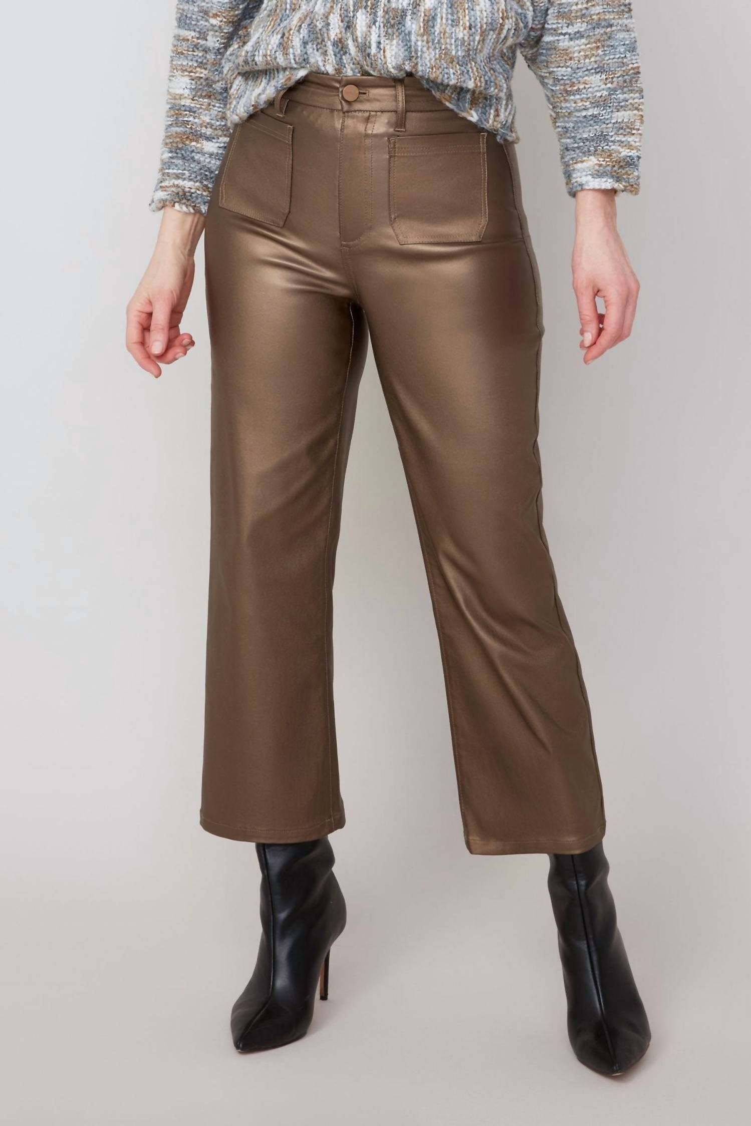 Renuar - Metallic Cropped Wide Leg Pants