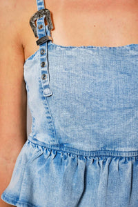 Blue B - Western Buckle Peplum Top