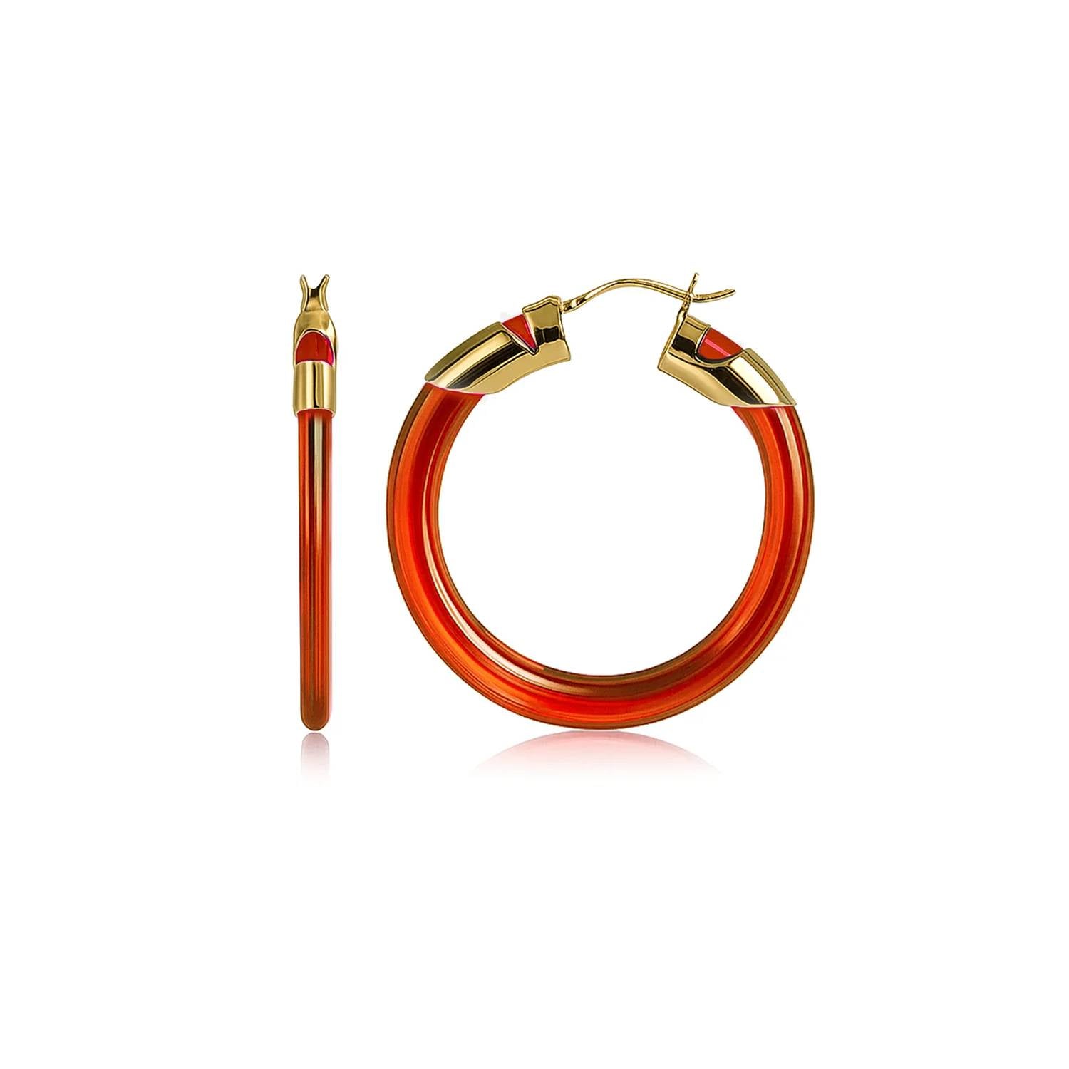 Gold & Honey - Women's Classic Flat Lucite Birthstone Hoop Earrings