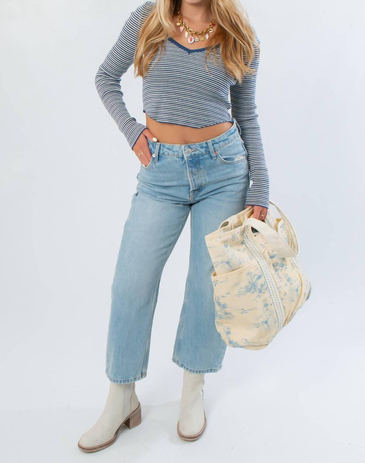 Hyfve - Before You Go Stripe Long Sleeve Crop Top